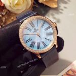 Omega De Ville Tresor Ladies Watches Blue MOP Dial Rose Gold Copy Watches